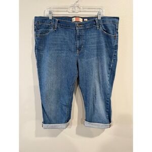 Old Navy Capri Jeans Womens Size 18 Blue Denim Stretch Cuffed Medium Wash Preppy